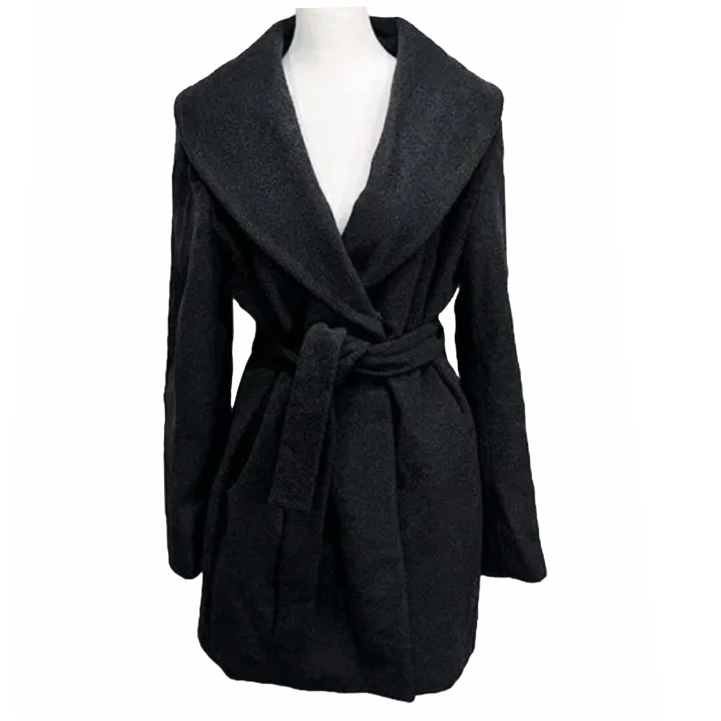 Calvin Klein Women’s Black Wool Blend Coat, Size Medium